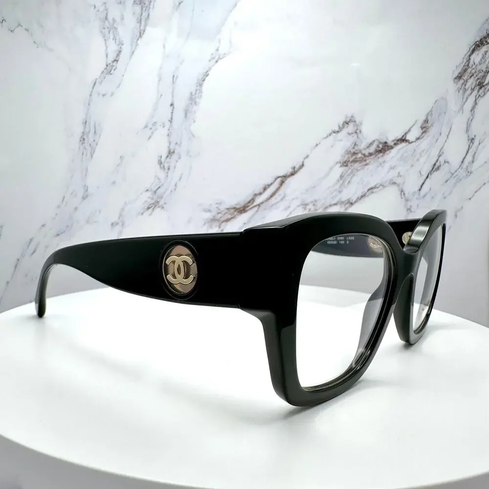 New CHANEL Eyeglasses CH3490 C622 Black 53mm Glasses Butterfly Gold CC Womens - Picture 15 of 16